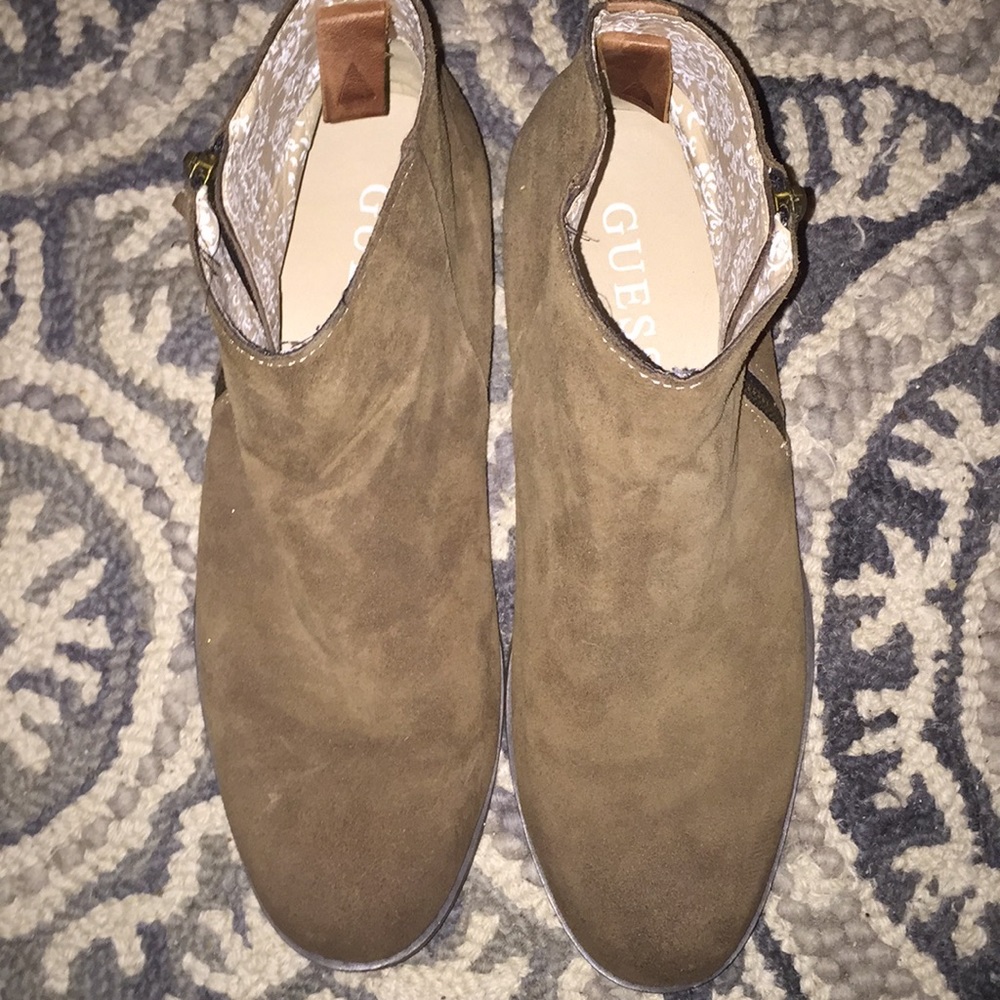 Tan Suede Mens Guess Zip Boots Size 9.5